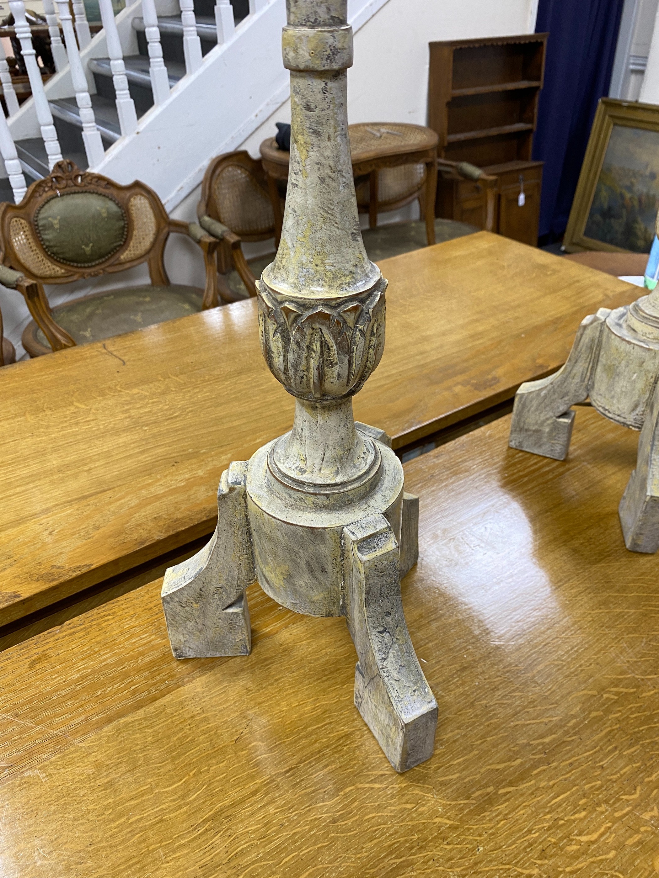 A pair of Italian style painted table lamps height 56cm